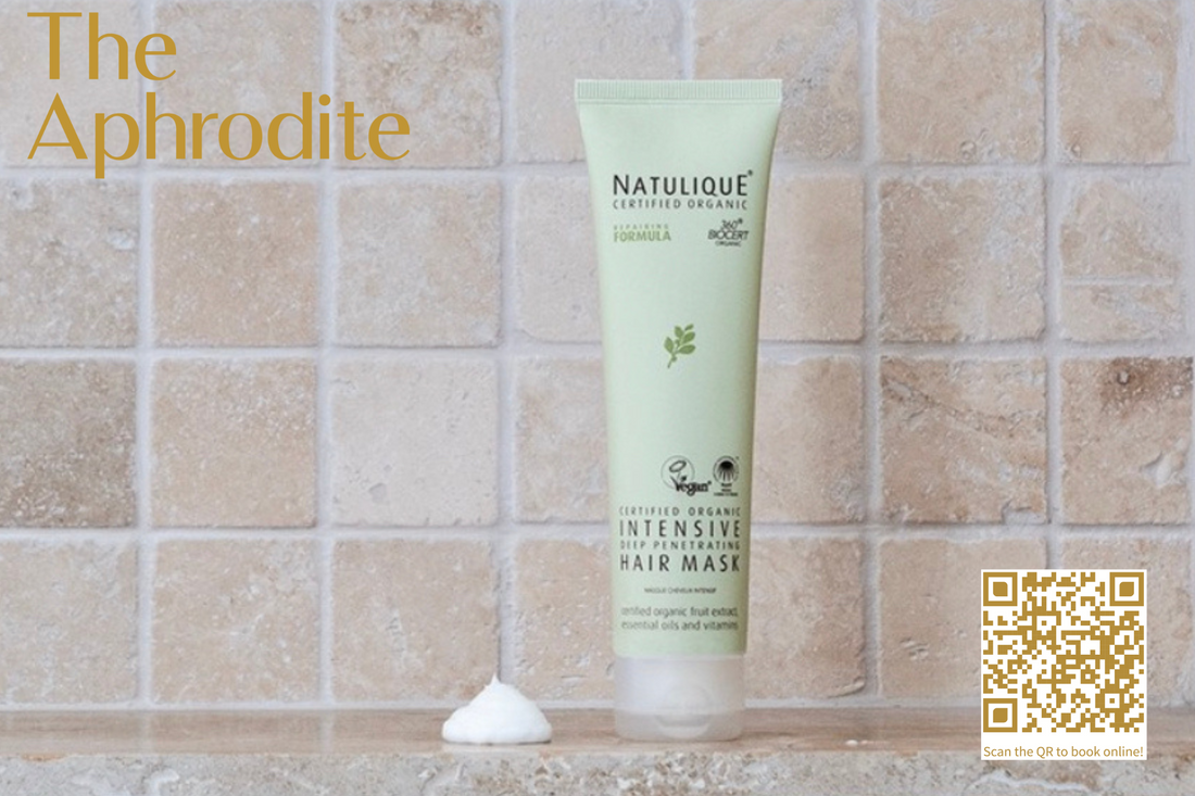 bathrooms shot of Natulique Intensive hair mask - 100ml product blog promo photos for out website the Aphrodite